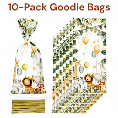 Safari Party Favors for Birthday - Jungle Treat Bags 10-Pack