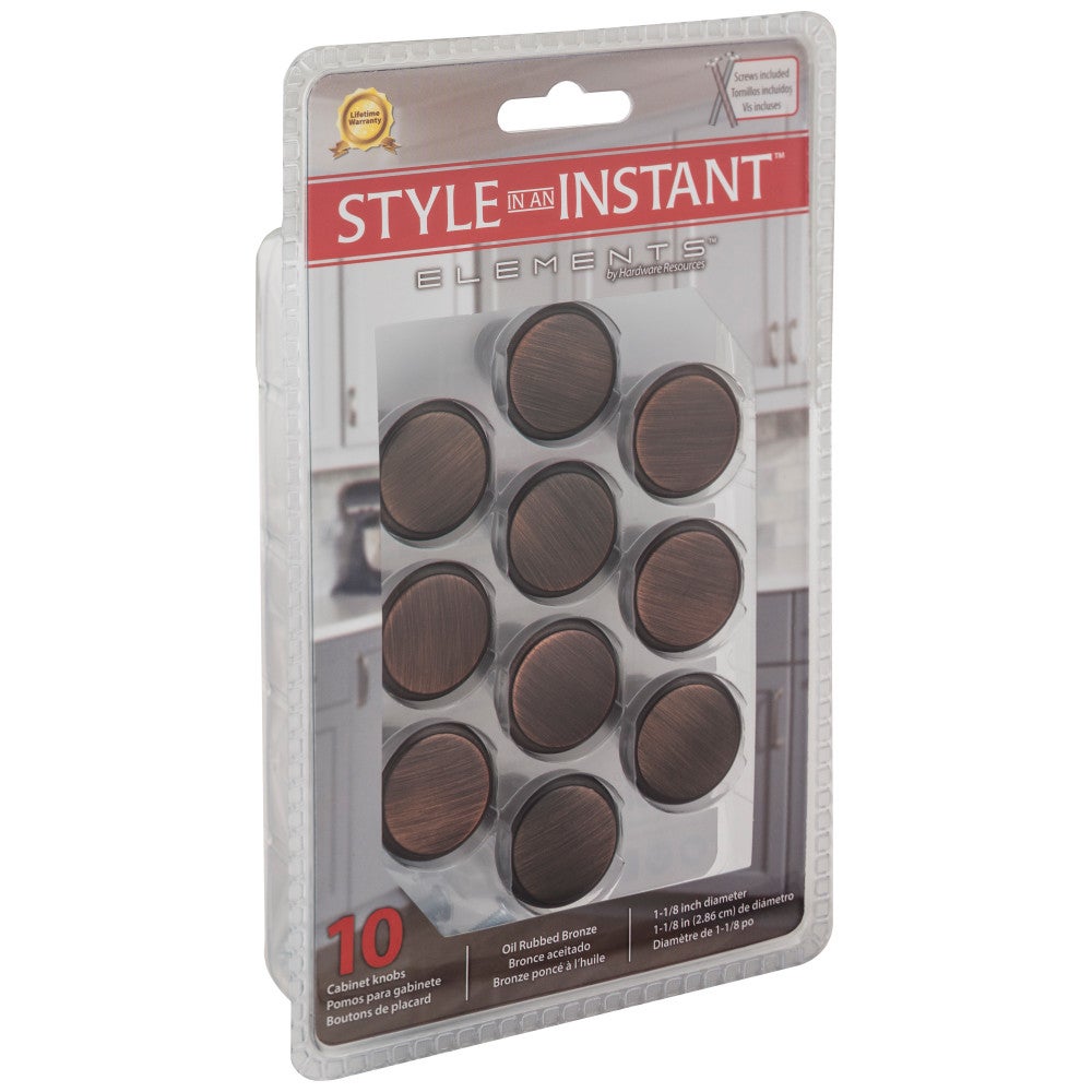 1-3/16" Diameter Satin Nickel Round Kenner Retail Packaged Cabinet Knob