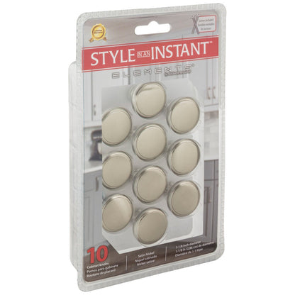 1-3/16" Diameter Satin Nickel Round Kenner Retail Packaged Cabinet Knob
