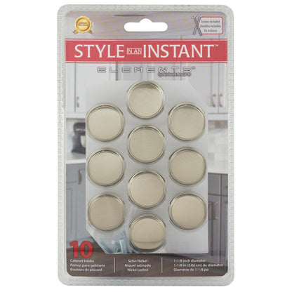 1-3/16" Diameter Satin Nickel Round Kenner Retail Packaged Cabinet Knob