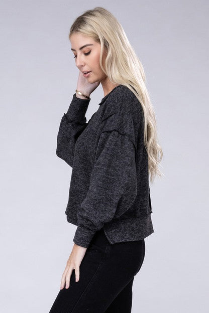 ZENANA Brushed Melange Hacci Oversized Sweater