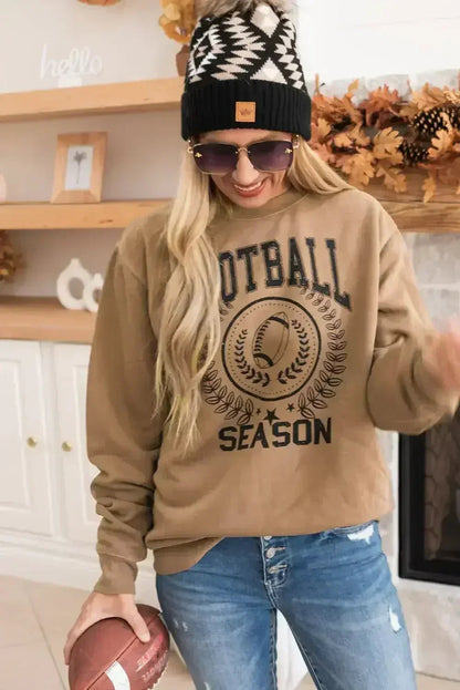 Khaki Game Day Rugby FOOTBALL SEASON Graphic Sweatshirt