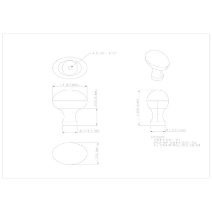 1-9/16" Overall Length Satin Nickel Football Lyon Cabinet Knob