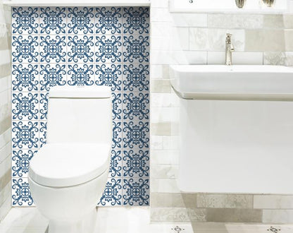 5" X 5" Teal And White Mosaic Peel And Stick Removable Tiles