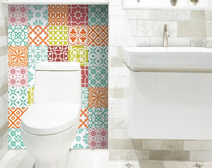 6" X 6" Muted Brights Mosaic Peel and Stick Removable Tiles