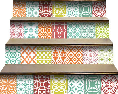 7" X 7" Muted Brights Mosaic Peel and Stick Removable Tiles