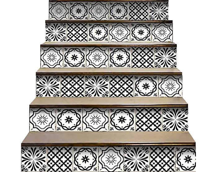 5" X 5" Black and White Multi  Peel and Stick Removable Tiles
