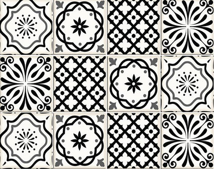 5" X 5" Black and White Multi  Peel and Stick Removable Tiles