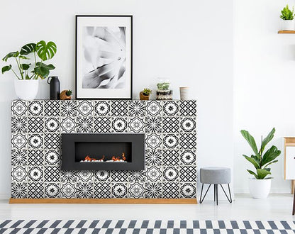 6" X 6" Black and White Multi  Peel and Stick Removable Tiles