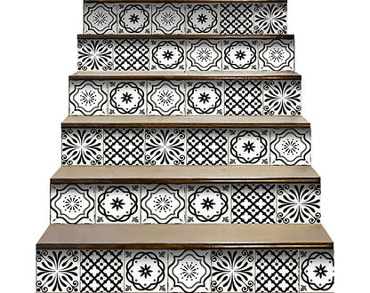 8" X 8" Black and White Multi Peel and Stick Removable Tiles