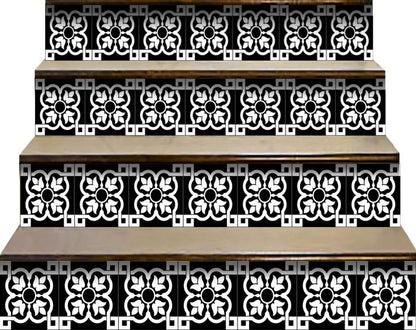 4" X 4" Black and White Stark Peel and Stick Removable Tiles