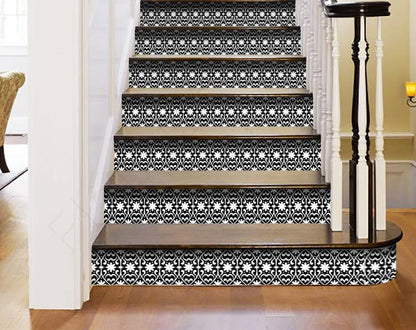 4" X 4" Black and White Floral Peel and Stick Removable Tiles