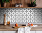 6" X 6" Black and White Delia Peel and Stick Removable Tiles