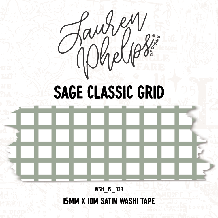 Sage Classic Grid 15mm washi