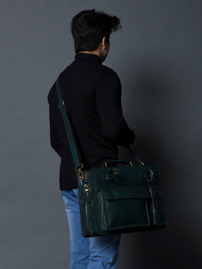 Tuscany Italian Leather Briefcase, Green
