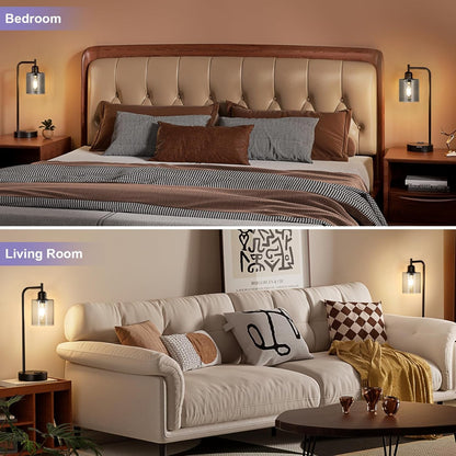 Industrial Touch Bedroom Lamps for Bedrooms Set of 2-3-Way Dimmable | Lighting | Kitchen + Metal