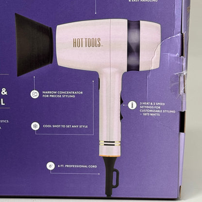 HOT TOOLS Pro Signature Collection Power Hair Dryer Lavender 30% Quieter 1875W
