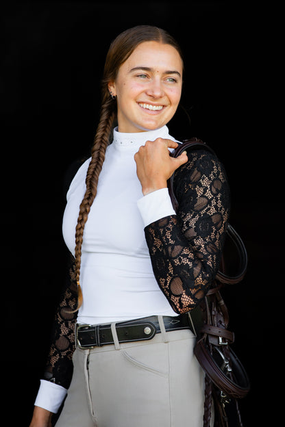 White/Black FULL lace Longsleeve