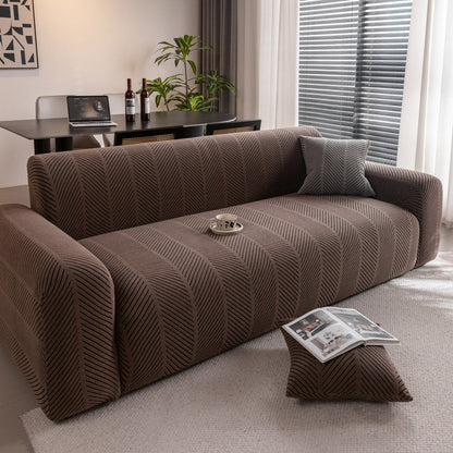 High Stretch Chevron Sofa Cover, Soft Washable Textured Jacquard Slipcover for Couch