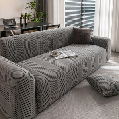 High Stretch Chevron Sofa Cover, Soft Washable Textured Jacquard Slipcover for Couch
