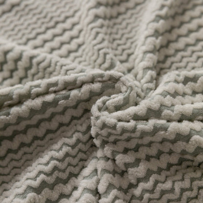 Modern Textured Stretch Sofa Cover, Plush Fleece Sofa Slipcover with 3D Stripe Texture