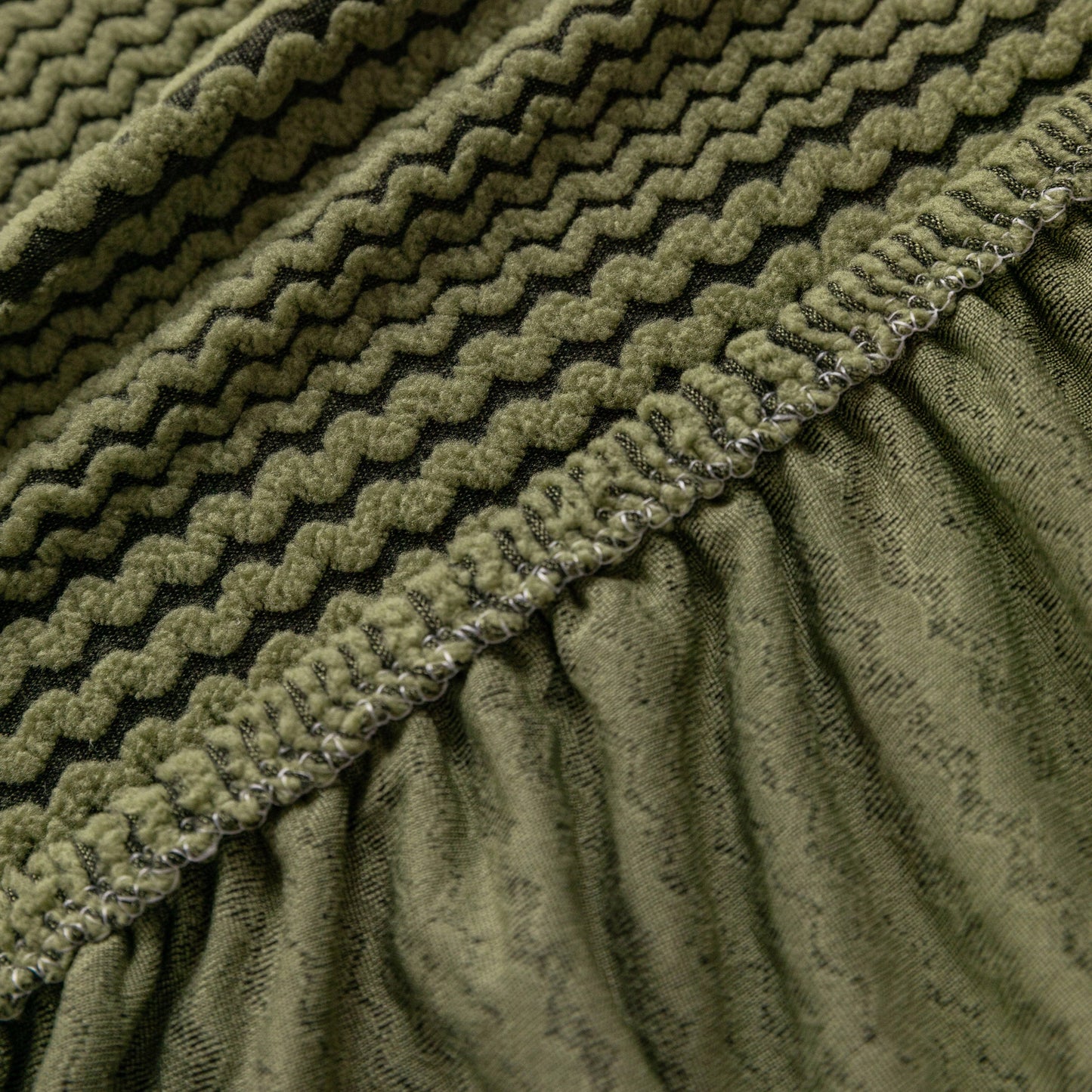 Modern Textured Stretch Sofa Cover, Plush Fleece Sofa Slipcover with 3D Stripe Texture