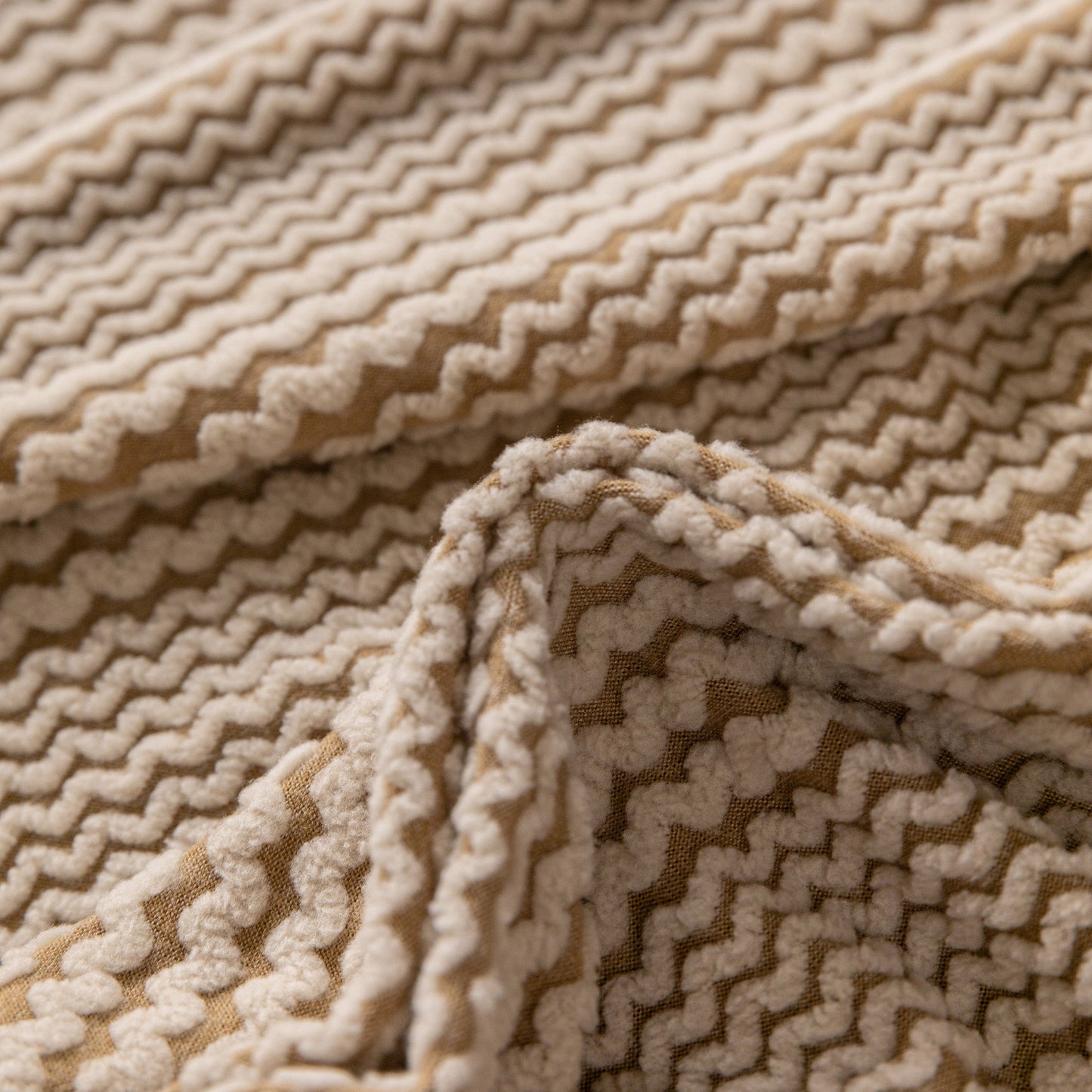 Modern Textured Stretch Sofa Cover, Plush Fleece Sofa Slipcover with 3D Stripe Texture