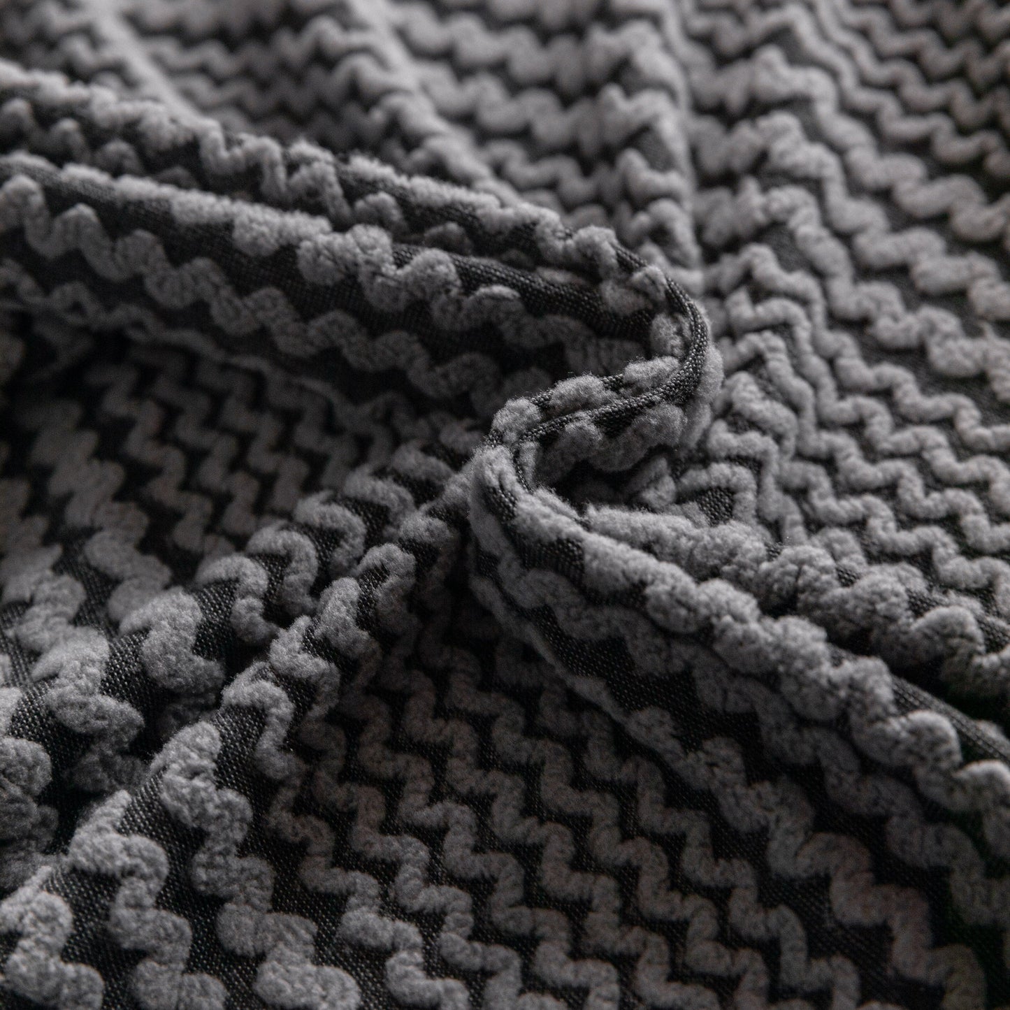 Modern Textured Stretch Sofa Cover, Plush Fleece Sofa Slipcover with 3D Stripe Texture