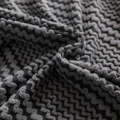 Modern Textured Stretch Sofa Cover, Plush Fleece Sofa Slipcover with 3D Stripe Texture