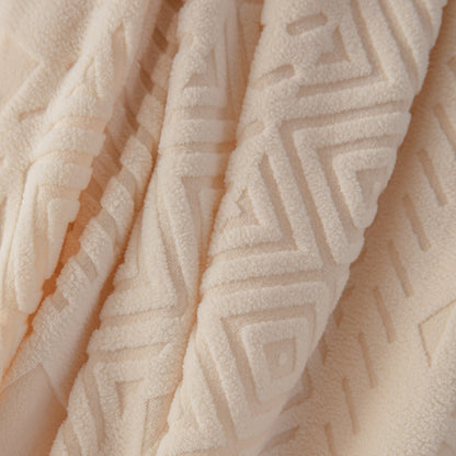 High Stretch Embossed Geometric Slipcover for Couch, Cozy Plush Fleece Couch Cover