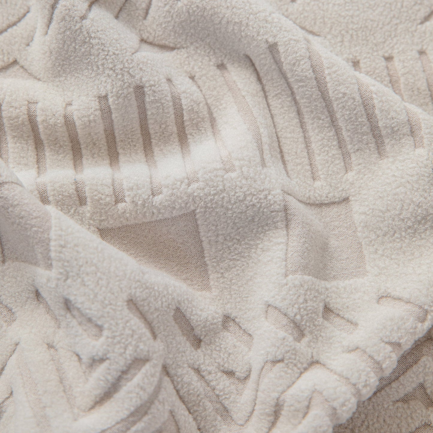 High Stretch Embossed Geometric Slipcover for Couch, Cozy Plush Fleece Couch Cover