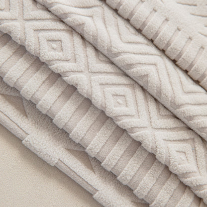 High Stretch Embossed Geometric Slipcover for Couch, Cozy Plush Fleece Couch Cover