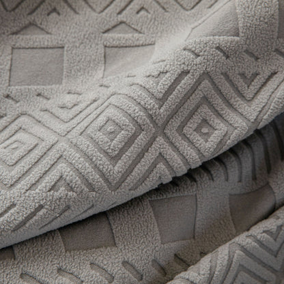 High Stretch Embossed Geometric Slipcover for Couch, Cozy Plush Fleece Couch Cover