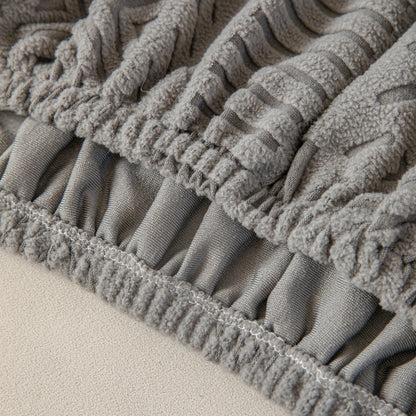 High Stretch Embossed Geometric Slipcover for Couch, Cozy Plush Fleece Couch Cover