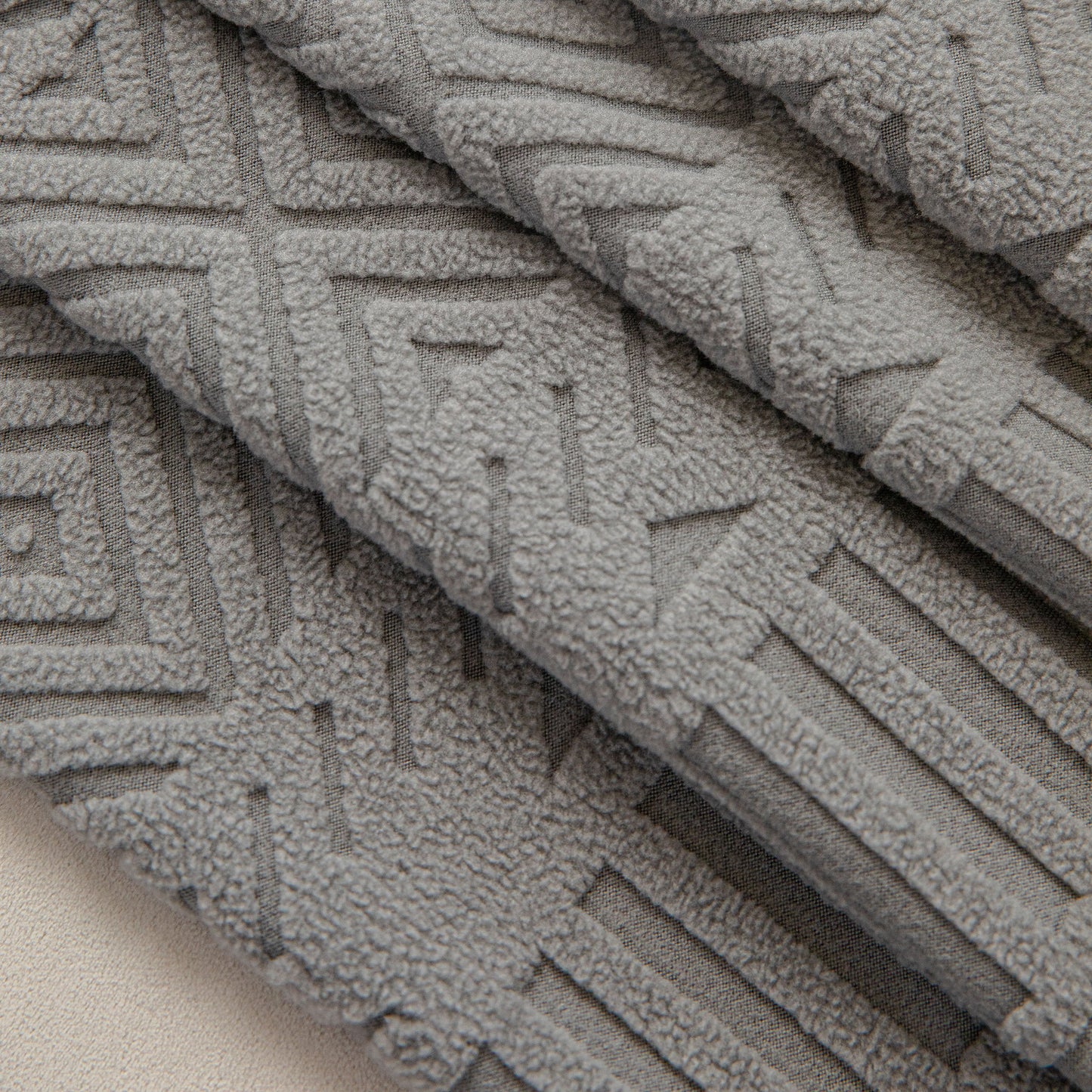 High Stretch Embossed Geometric Slipcover for Couch, Cozy Plush Fleece Couch Cover