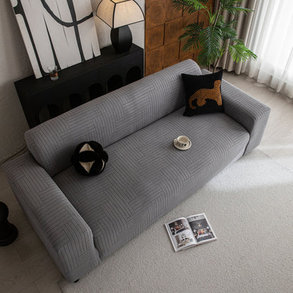 Modern Geometric Jacquard Spandex Slipcover, High Stretch Form Fitting Couch Cover