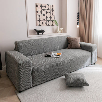 Modern Wavy Jacquard Sofa Slipcover, High Stretch Sofa Cover with 3D Organic Texture