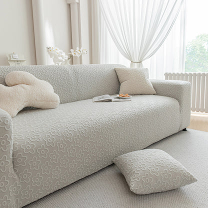 High Stretch Jacquard Sofa Slipcover, Soft Spandex Textured Floral Couch Cover