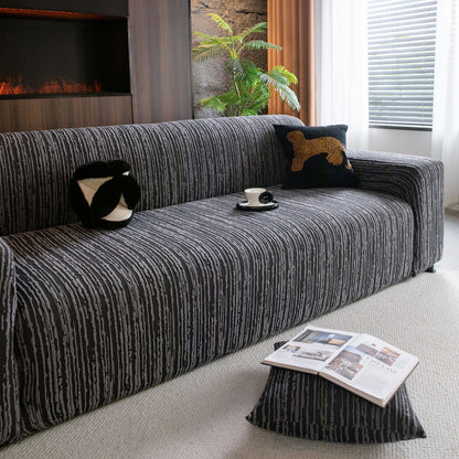High Stretch Couch Slipcover with Abstract Stripe, Washable Non-Slip Cover for Dogs