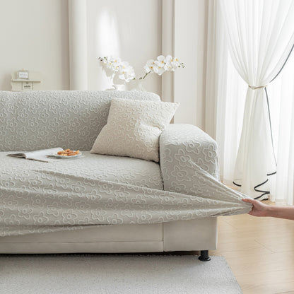 High Stretch Jacquard Sofa Slipcover, Soft Spandex Textured Floral Couch Cover