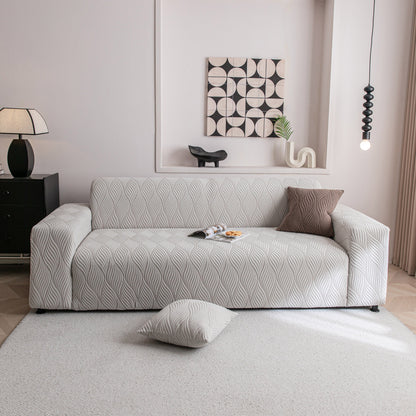 Modern Wavy Jacquard Sofa Slipcover, High Stretch Sofa Cover with 3D Organic Texture