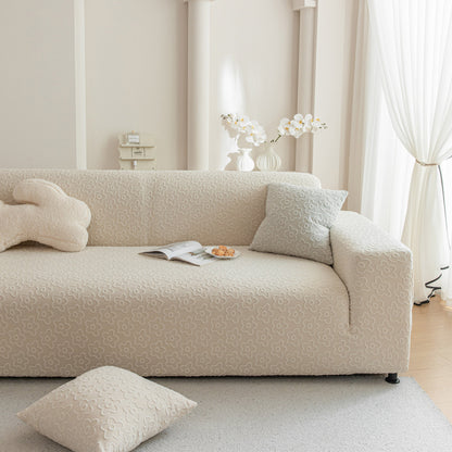 High Stretch Jacquard Sofa Slipcover, Soft Spandex Textured Floral Couch Cover