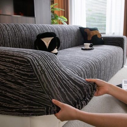 High Stretch Couch Slipcover with Abstract Stripe, Washable Non-Slip Cover for Dogs