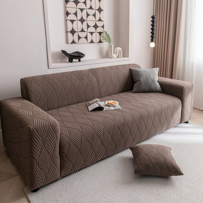Modern Wavy Jacquard Sofa Slipcover, High Stretch Sofa Cover with 3D Organic Texture