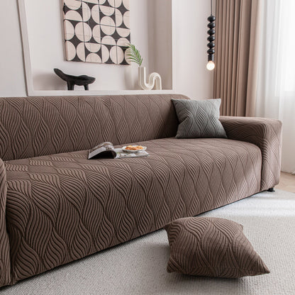 Modern Wavy Jacquard Sofa Slipcover, High Stretch Sofa Cover with 3D Organic Texture
