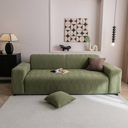 Modern Wavy Jacquard Sofa Slipcover, High Stretch Sofa Cover with 3D Organic Texture