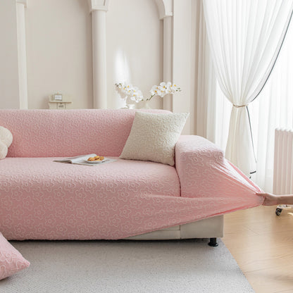 High Stretch Jacquard Sofa Slipcover, Soft Spandex Textured Floral Couch Cover
