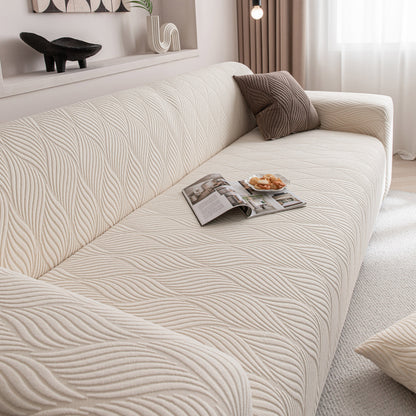 Modern Wavy Jacquard Sofa Slipcover, High Stretch Sofa Cover with 3D Organic Texture