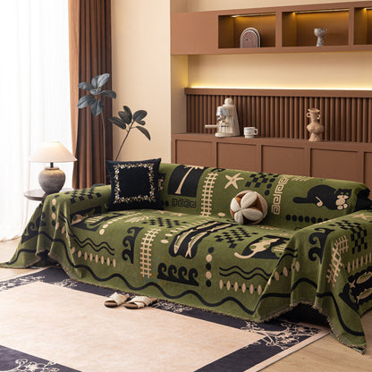 Boho Chic Woven Throw Blanket for Couch, Washable Couch Cover for Pets, Dogs, Cats