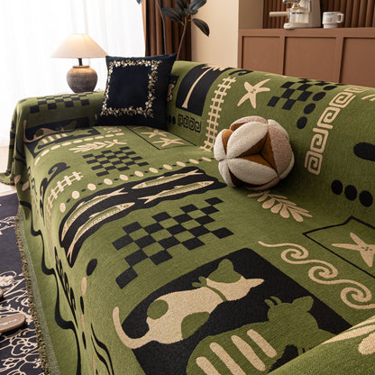 Boho Chic Woven Throw Blanket for Couch, Washable Couch Cover for Pets, Dogs, Cats